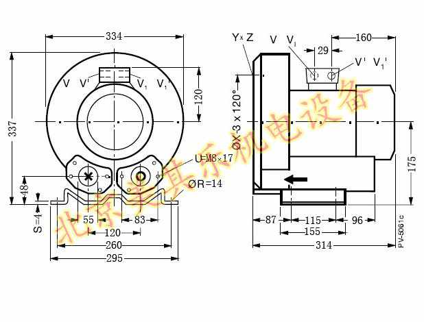  2GH510/三相1.3kw高壓鼓風(fēng)機(jī)CAD圖